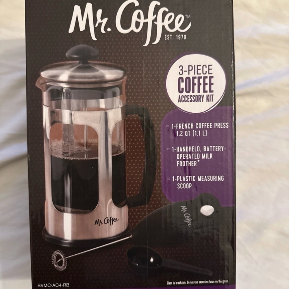 Mr. Coffee Coffee Press Accessory Kit 3 Piece 1.2 Quart BVMCAC4-RB Coffee Bar